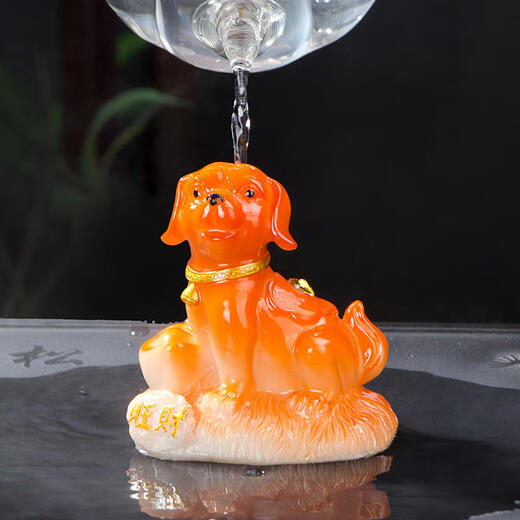 Shantou Lincun creative twelve zodiac dog color changing tea pet ornaments tea play prosperous dog tea tray kung fu tea set tea ceremony accessories prosperous color changing tea pet - gold style 1 piece