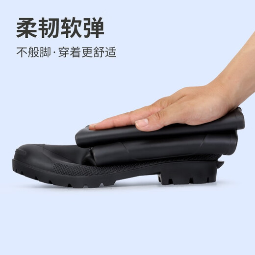 
Junbu (JUNBU) rain boots men and women high tube outdoor water shoes fishing car wash rain water non-slip labor protection rain boots wear-resistant rubber shoes black high tube anti-slip 39