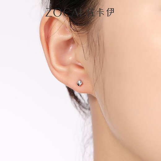 Zokai Pt950 geometric rhombus platinum earrings earrings as a birthday gift for girlfriend, ear care stick, about 1.0g