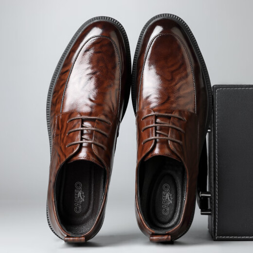 Cartelo British Hand-Hand Head Saper Cow Whide Hombres Menores Empresas zapatos de cuero casual de cuero para hombres Zapatos de boda de tintorización de color 9735 marrón 38