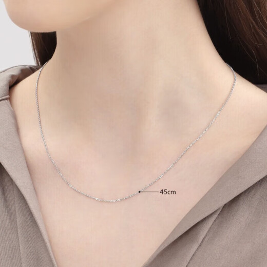 Chow Sang Sang Pt950 platinum horn circle necklace platinum men's and women's plain chain 04800N45 cm 2.8 g