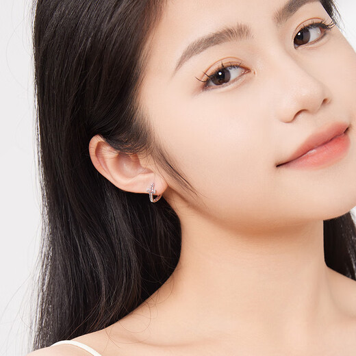 Liuguifu Jewelry Platinum Earrings Women's PT950 Earrings Cross Earrings Car Flower Sparkling Earrings Birthday Gift 2.10g