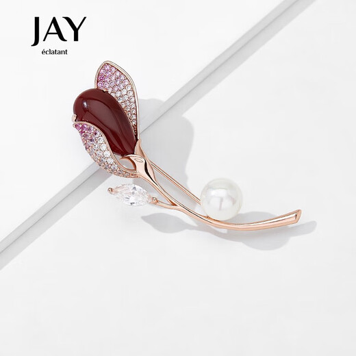 Jay imitation agate brooch women's coat corsage accessories birthday gift for mother-in-law and elders rose gold