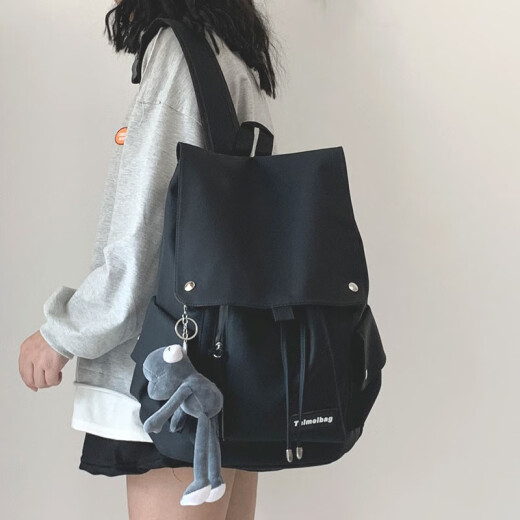 法德陆 书包女高中大学生日系ins潮牌工装大容量双肩包女休闲旅行背包男 taimei718绿色+青蛙 XXS-4