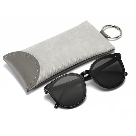 Hacknesselspiegel Box Personalisierte Schlangenmuster Bullet-Mund Leder Sonnenbrille Modische LesebLäsertasche Beutel Grau + Gläsertuch + Reinigungsflüssigkeit