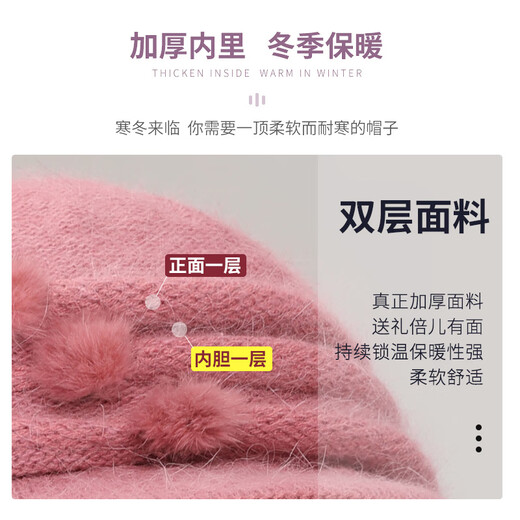 Red Dragonfly Lady's Hat for Middle-aged and Elderly Women Winter Old Man Hat Wool Mother's Hat Winter Knitted Hat for Grandma and Old Lady Rabbit Fur Blended Single Hat W2415 Khaki