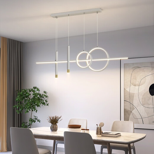 Chu Impression Restaurant Leichte Kronleuchter leichte Luxuslampe moderne einfache Esszimmer Esstisch Bar Taipei European Minimalist Long Strip Kreatives Design Sinn ZY687-1000 Smart Voice (weiß) -R97