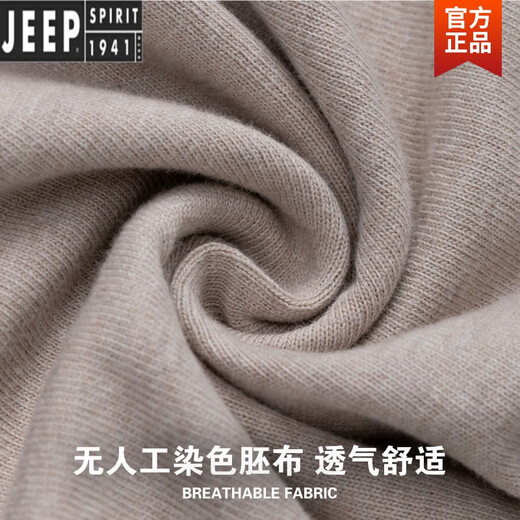 JEEP SPIRIT American Retro Henley Long Sleeve T-Shirt Men's Khaki Retro Old Loom Tube Woven Henley Collar T-Shirt Men's Sand Gray + CPH28 The quality is higher than that of its peers 2XL Fast Delivery