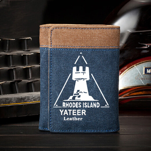 Jingga wallet high-looking student party Troye Xiwen men's trendy card bag wallet canvas retro fashion Korean version 3 Arknights Rhode Island