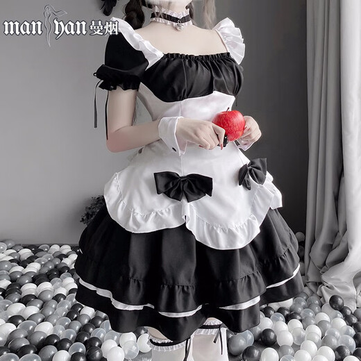
Sexy large size female jk uniform seduction role play open crotch free pluggable milk lace big bow Lolita gorgeous maid suit black M9758 extremely dirty temptation ancient style Chinese suit