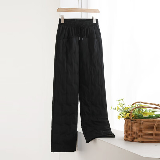 Flying in the Snow Autumn Women's Down Outer Pants Duck Down Straight Slimming Warm Down Jacket Black|8056 175/80A