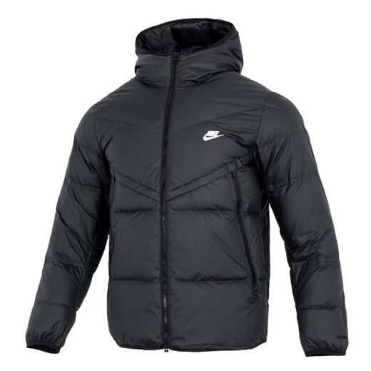 
Nike men's down jacket, winter sportswear, running, fitness, windproof and casual outdoor cold-proof and warm hooded jacket, DV1132-010/black 695 hooded/85% gray duck down M, recommended 120-130Jin [Jin equals 0.5 kg]