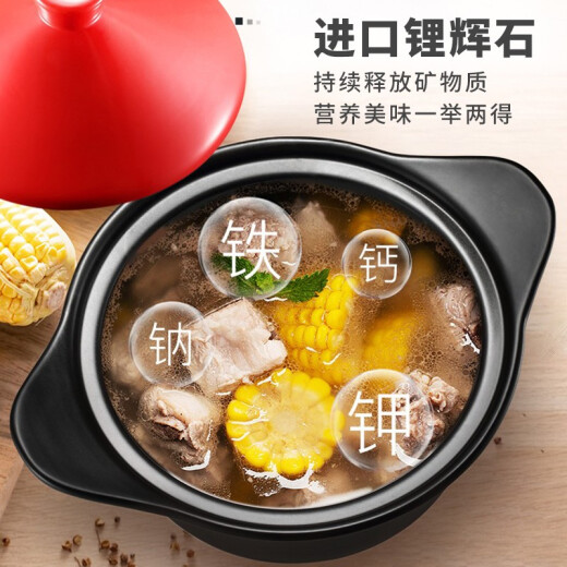 SUPOR household casserole for soup, stew, soup, medicinal clay pot for rice, ceramic pot with high temperature resistance, open flame gas special 90% customer choice (free gloves + silicone spoon) 5L