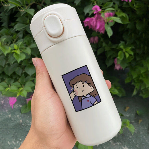 Clcey Vision Ehepaar Thermos Cup Paar Tasse Hochtümliche Schülergeschenkschiebung Einfacher Kapazität Frauen SN897 DZ744 Little Vorfahr + DZ744 Little Vorfahr Erbsen Tasse 450 ml