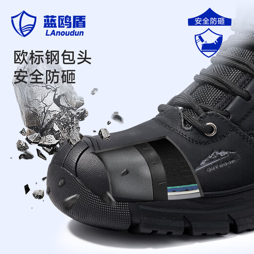 
Blue Owl Shield Labor Protection Shoes Men's High Top Anti-Slip Steel Box Anti-Smash Anti-Puncture Safety Soft Sole Function Work Shoes D253BK 40