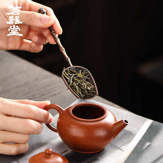 Mingqitang Tea Spoon Tea Ceremony Tea Spoon Retro Long-Handed Small Tea Spade Tea Digging Tea Spoon Tool Liujunzi Tea Set Accessories Xiangyun Alloy Tea Spoon-Bronze