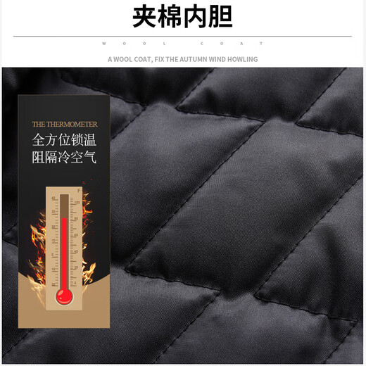 洛兹含羊毛呢风衣外套男士春秋冬季中长款商务休闲加厚保暖呢子大衣 黑色毛呢【40%羊毛】 175/L【125-145斤】