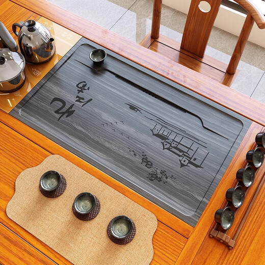 Tea table stone plate embedded tea tray panel custom tea table stone plate embedded marble tray water tray leakage tray length 60 - width 37 - thickness 3CM natural stone