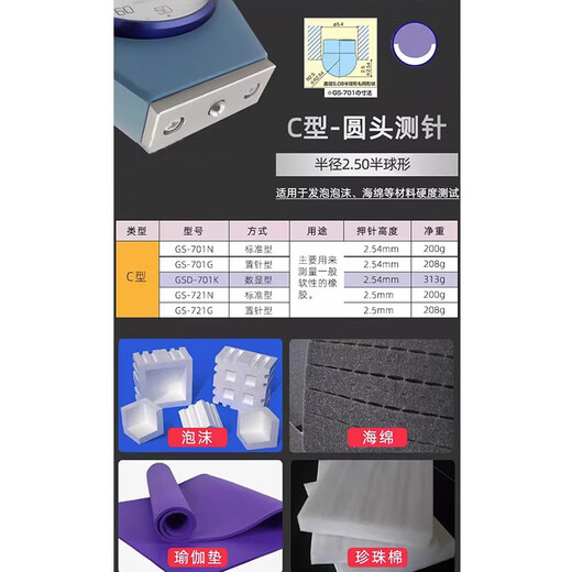TECLOCK日本原装进口得乐橡胶硬度计海棉邵氏高精度GS-706N-701N/A-C-D型 日本得乐GS-706N，A型