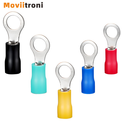 Moviitroni RV series round pre-insulated terminals cold-pressed terminal blocks O-shaped copper nose RV5.5-6 100 pieces black