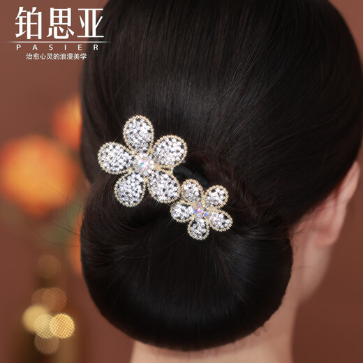 Bosiya 2025 new flower hair twister women's back hair clip advanced simple twist clip lazy artifact headwear hair accessories double flower black