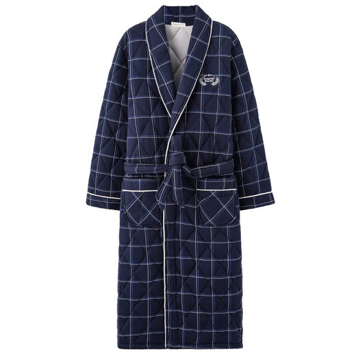 Yamulan Winter Cotton's Men's Nightgown Bathgobe Hrobe Hourbe Утолщенный теплый пижама чистый хлопковой зажим длинный крупный ватный ватный стиль мужской стиль 1047-100% чистый хлопок внутри и за пределами 185 (xxxl)