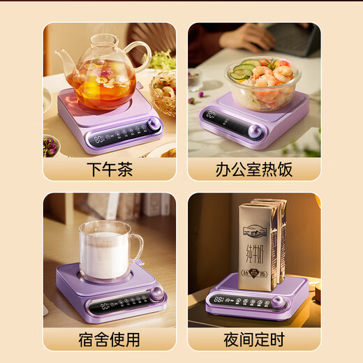 Albasha Hot Selling 20W+ Heated Coaster Constant Temperature Coaster Heated Water Cup Hot Milk Artifact Adjustable Temperature Health Cup Heated Insulation Base Office Birthday Gift for Girls Xiaguang Purple + Cup Can be Timed丨5 Temperature Control丨No Cup Picking 0L