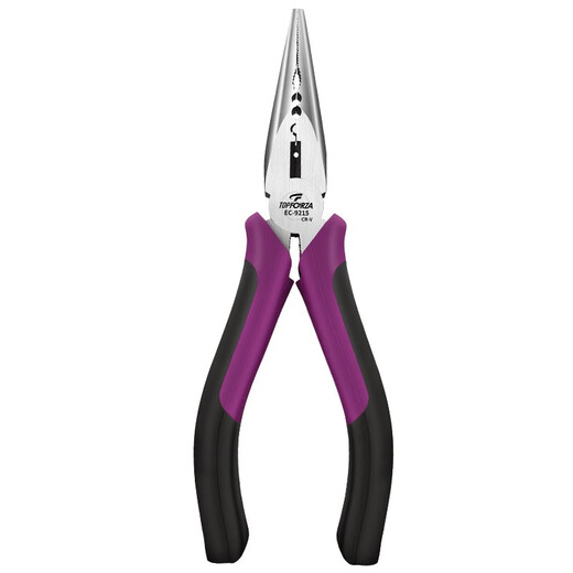 TOPFORZA vise with teeth tip nose pliers oblique nose pliers oblique mouth pliers wire pliers two-color handle electrician pliers clamping winding wire cutters 6-inch EC-9215 Japanese pointed pliers