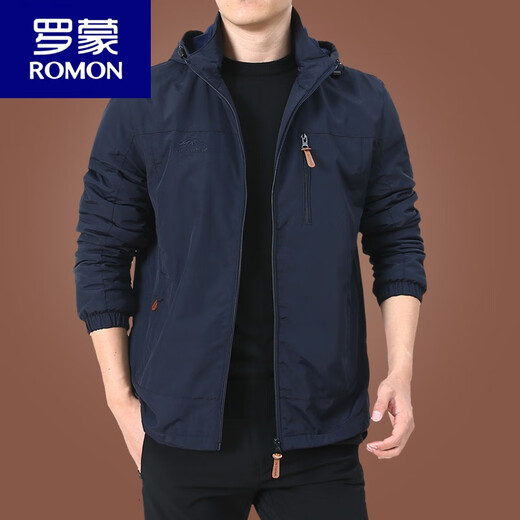 罗蒙（ROMON）户外男士外套秋冬季2024新款中年男装秋装上衣服加绒夹克男春秋厚 9898深蓝 款 加绒 M