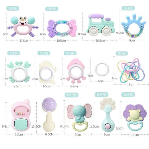 DeBerry Babyspielzeug 0-1 Jahre alt, kochbare und kaubare Beißringe für Babys 3-6-12 Monate alt, neugeborene Jungen und Mädchen Handrasseln, kochbare Rassel-Beißringe, 8-teiliges Set