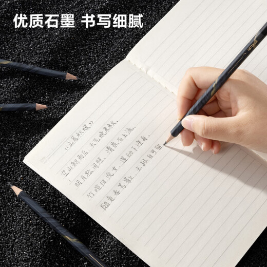 Deli 10 2B Newse Natural Fluid Hexagonal Pole Newse Pencil Drawing Graffiti Exam Drawing Black Wood Pencil Gift NS728-2B Children's Day Gift Girl