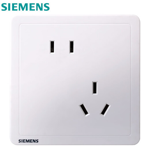 Panneau de prise de commutateur SIEMENS série Zhidian élégant blanc type 86 prise de courant domestique murale dissimulée 10A prise à cinq trous décalée