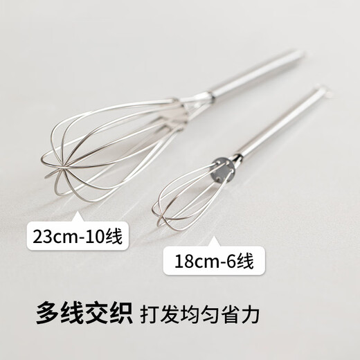 Shuangshan 304 stainless steel cooking bowl with handle kitchen egg cream whipping basin salad instant noodles mixing bowl stainless steel egg beater - length 18cm