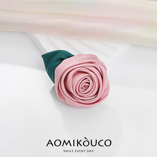 WOUG handmade fabric silk rose brooch Korean style fashion high-end corsage brooch summer lining silk rose