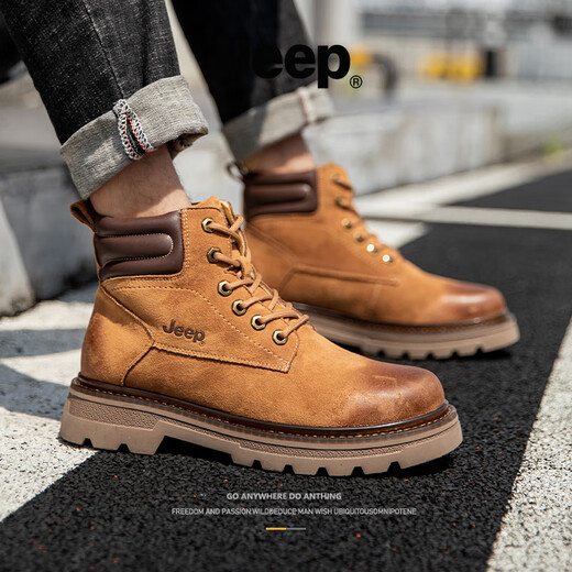 Jeep Jeep Martin Boots Herren Sommer 2025 Neue hohe Top -Schnee -Modedicke alleinige Arbeit Boots Männer große gelbe Stiefel Herrenschuhe gelb 40