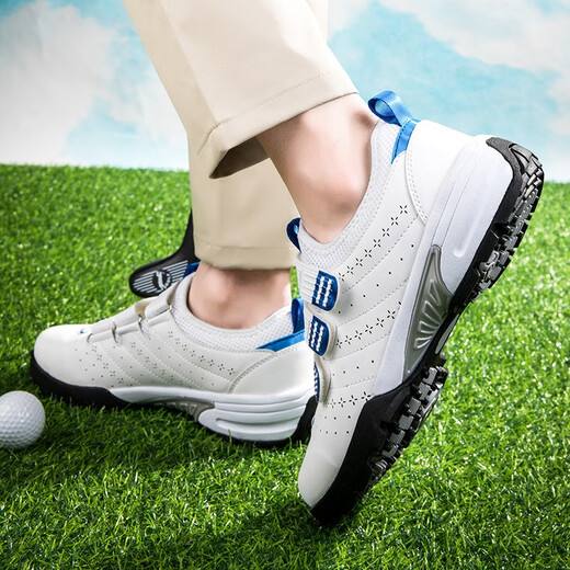 斯多朴品牌轻奢男士高尔夫球鞋男魔术贴透气运动户外休闲golf男鞋潮 白色 36