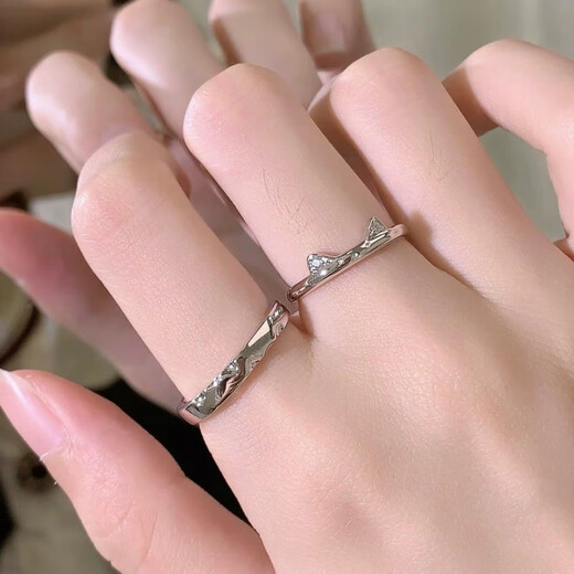 BXES925 sterling silver Cat Diary Couple Ring ins exquisite, gentle, sweet and versatile couple ring commemorative gift Cat Diary Couple Ring Couple Pair Gift Box