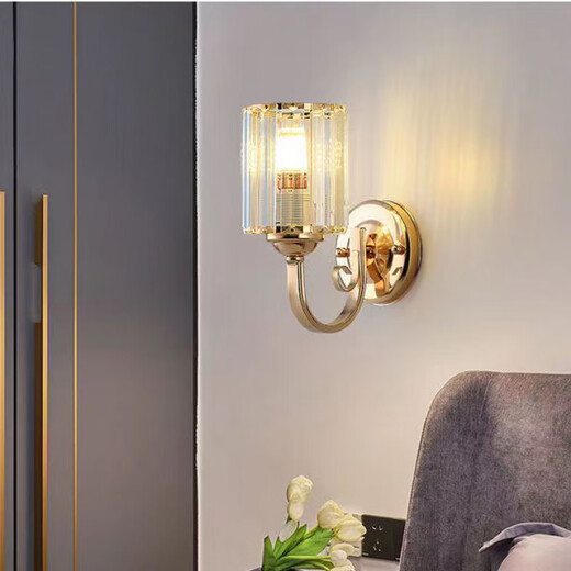 Yilin's new modern minimalist bedroom bedside lamp light luxury crystal wall lamp living room study corridor aisle stairwell lamp 15 models with LED three-color light 12W