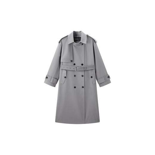 PEACEBIRD Einkaufszentrum gleichen Stil Damen 2025 Frühjahr neue zweireihige Silhouette Windjacke A1BEF1396 Grau S 155