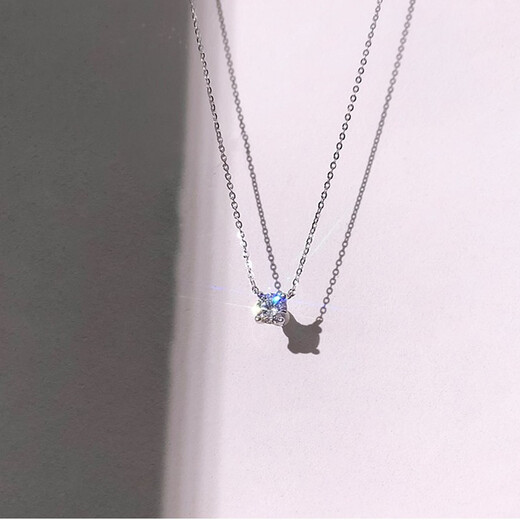 MZMZPT950 Platinum Necklace for Women with Sparkling Diamond Temperament Clavicle Chain ins Fairy Style Birthday Anniversary Gift for Girlfriend Light Luxury Style 5mm Sparkling Diamond Necklace - Super Generous