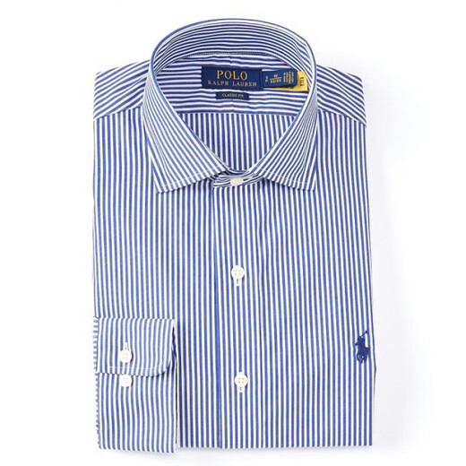 Lav Lauren Striped Shirt Men's Business Formal Fashion European and American New Style 20249923 Chinese Valentine's Day Gift Royal Blue/White 15.0 x 32/33