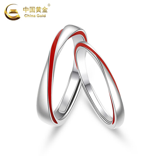 China Gold (CHINA GOLD) Yuelao Red Line Couple Ring Silver Pair of Rings for Men and Women Niche Valentine's Day Birthday Gift for Girlfriend and Wife Yuelao Red Line Couple Ring Heart-beating Gift Box