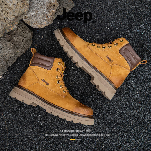 Jeep Jeep Martin Boots Herren Sommer 2025 Neue hohe Top -Schnee -Modedicke alleinige Arbeit Boots Männer große gelbe Stiefel Herrenschuhe gelb 40