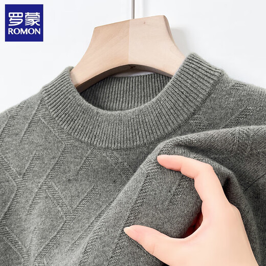 Romon Pure Cardigan Herbst und Winter verdickte warme Wolle halbhohe Hals Basis Strickpullover mittlerer und älterer Pullovermänner 9732 Curly Yunlan 170/l [Vorschlag 115-130jin [Jin gleich 0,5 kg]]]