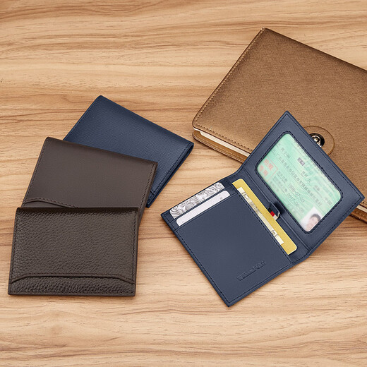 Williampolo Kaiser Paul Exquisite Small Card Bag für Männer mit echtem Leder -Führerschein für Führerschein Kartenschublade Vatertagsgeschenk für Papa Blue Cross Muster