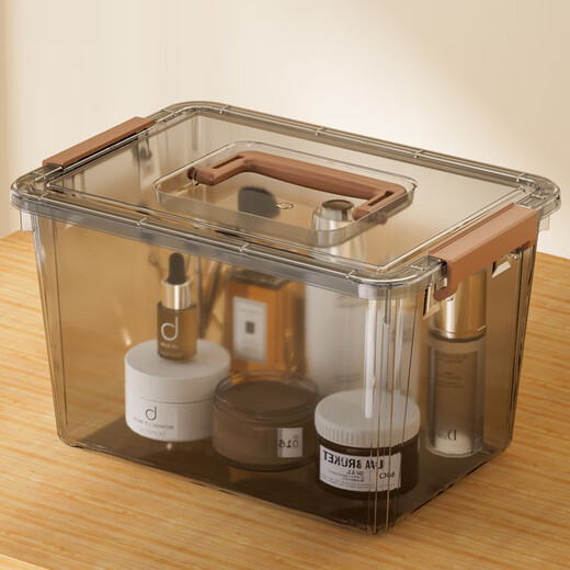 Made in Tokyo, Mocha light luxury series plastic storage box snack toy book storage with handle, small size 2 pieces