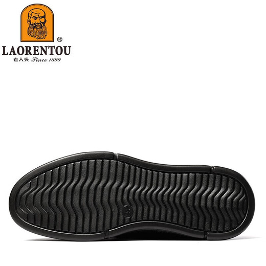 老人头（LAORENTOU）皮鞋男春秋商务休闲鞋头层牛皮系带耐磨防滑男鞋 LA12049 黑 41 