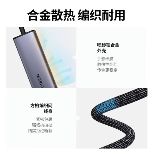 绿联（UGREEN） 绿联CM219 USB3.0分集线器高速4口HUB扩展坞带供电口 一拖四 线长 2米(15919)