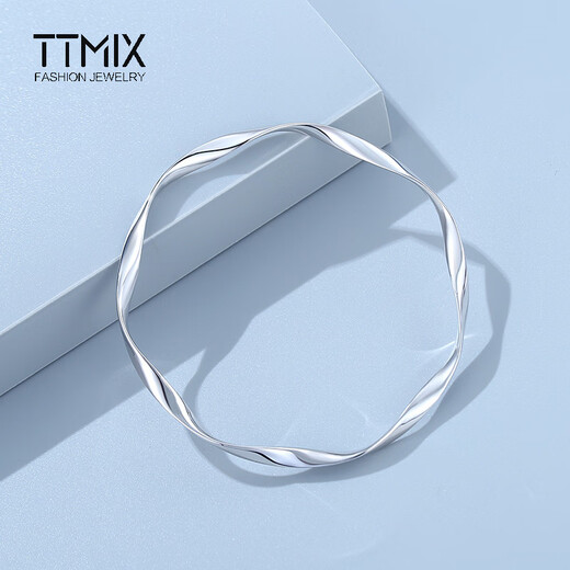 TTMIX platinum bracelet women's pt950 Mobius bracelet platinum smooth plain circle bracelet gift 58mm weight 14.1-14.3g