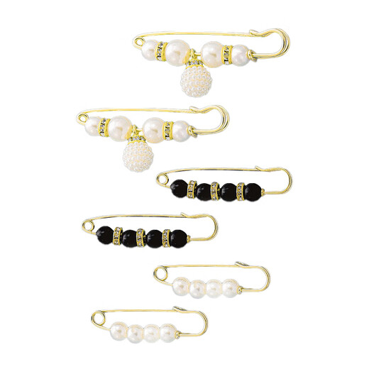 Change the trouser waistband into a small pin to fix the clothes clip, waist tightening artifact brooch, trouser waist tightening adjustment anti-exposure buckle, 2 pieces, white pearl and diamond style, no Specifications